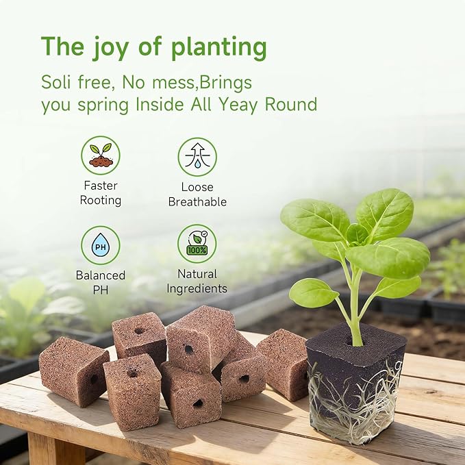 50 Pack Grow Sponges Square Sponge Replacement Part Seedling Starter Sponges for Hydroponic Indoor Garden System Cuttage Rooting Germination Kits