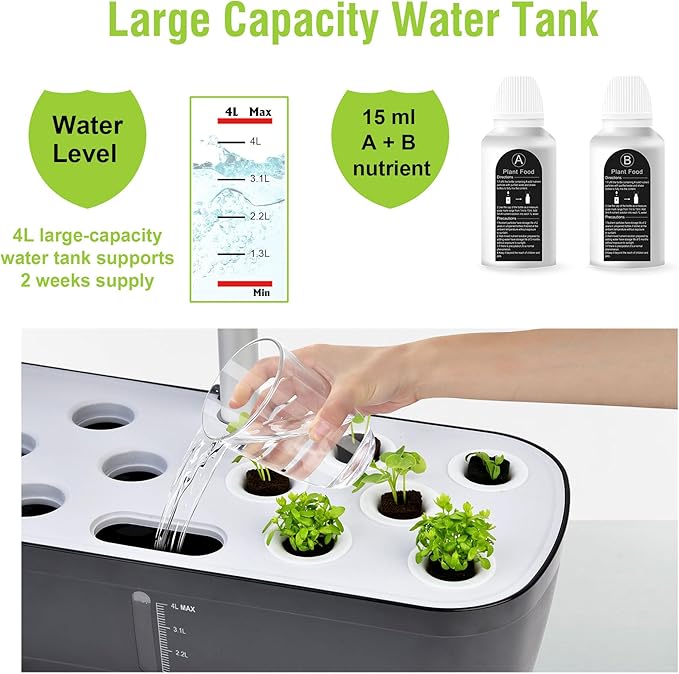 Hydroponics Growing System Indoor Garden,12 Pods Indoor Gardening System with LED Grow Light, Height Adjustable, Plants Germination Kit, Hydroponic Planter Fresh Harvest (White)