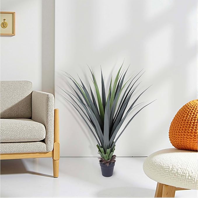 Yinleus 44inch Artificial Agave Plant Potted Plants Fake Agave Plant for Home Office Garden Indoor Outdoor Decoration (1PACK)