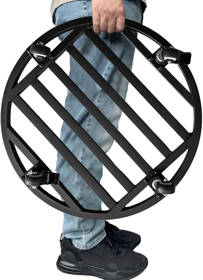Hongsane 22" Round Plant Stand with Wheels Heavy Duty,Large Metal Plant Caddy Indoor Outdoor Use,Rolling Plant Dolly with Industrial Casters,Rust-Proof Black Plant Tray for Large Planters Pots,1-Pack