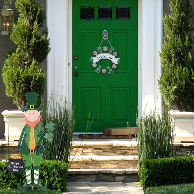 hogardeck St Patricks Day Decorations Outdoor, Irish Leprechaun Decorative Garden Stakes for Saint Patricks Decor, Happy St. Patrick's Day Decorations with Shamrock Gold Pot for Home Yard Porch Lawn