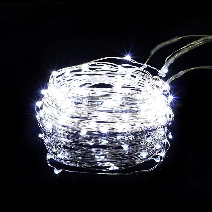 24 Pack Cool White Fairy Lights Battery Operated,No Blue Hue & Long Lasting,6.6ft 20 LED Silver Wire Firefly Mini Lights for Wedding Centerpieces,Party,DIY Crafts,Mason Jars Decor