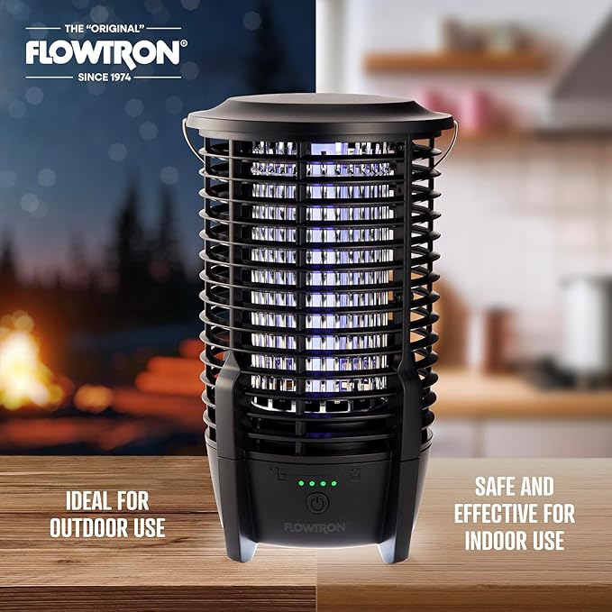 Flowtron Rechargeable Bug Zapper Lamp | 2-in-1 3600mAh Battery Powered LED Light & Insect Killer with USB-C Charging | 2150 Sq Ft Indoor Outdoor Coverage Mosquito Trap for Patio, Camping, Yard, Home