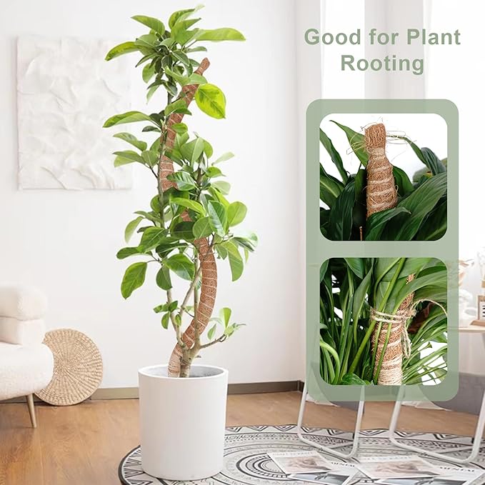 48 Inch Moss Pole, Bendable Moss Pole for Plants Monstera, Tall Moss Poles for Climbing Plants Indoor, Large Support, Garden Trellis Stick Stakes for Plants