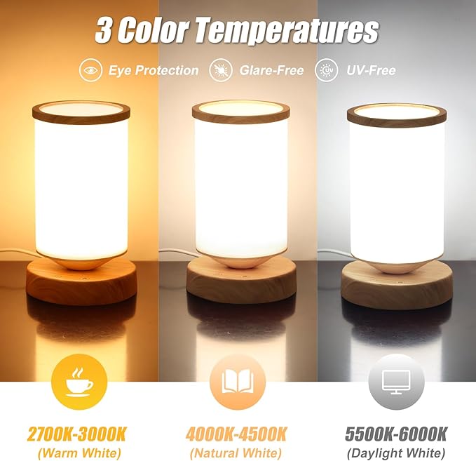 Qiuxunies Light Therapy Lamp 10000 Lux, Sunlight Lamp with Remote Control, 3 Color Temperatures & 4 Brightness Levels, Full Spectrum Light, Ideal as Desk, Bedside Lamp & Gift for Home/Office