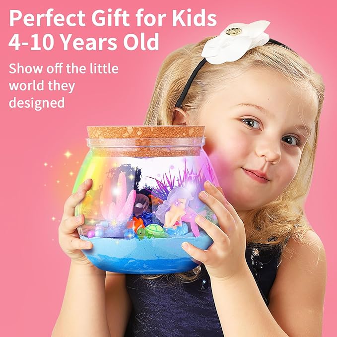 Envyvip Mermaid Gifts for Girls 4-10 Years Old, Mermaid Crafts Kit for Kids, Light Up Mermaid Decoration with Remote - Arts and Crafts for Kids, Birthday Gifts Toys for Girls Age 4 5 6 7 8 9 10