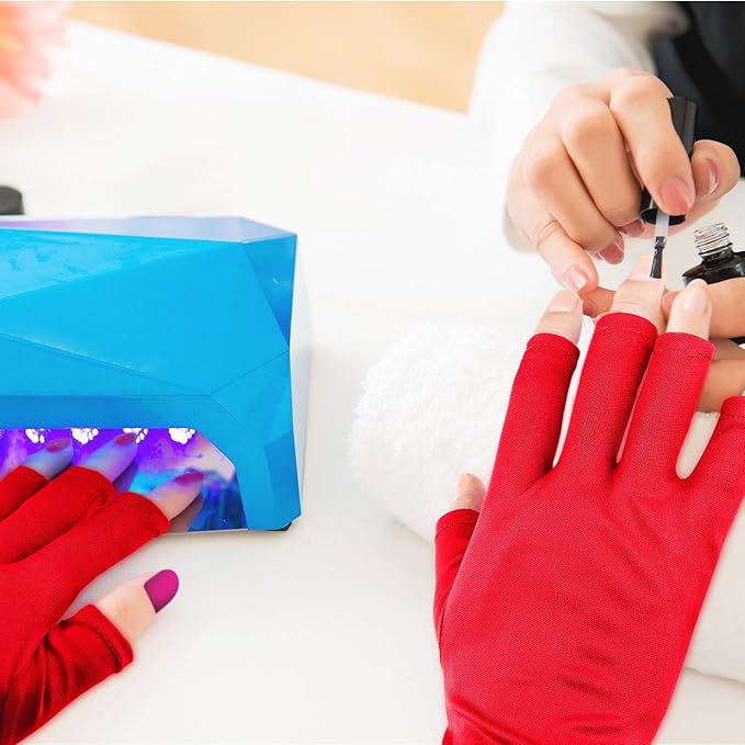 Syhood 3 Pair UV Gloves for Nail Lamp Upf50+ UV Fingerless Protection Glove for Gel Manicures Art Protect Hand from Nail Lamp