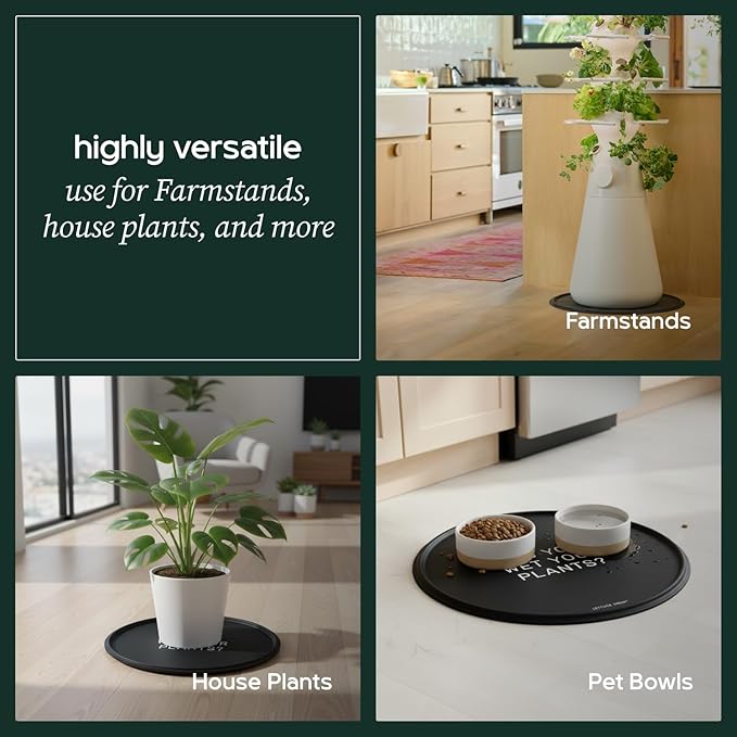 Water-Resistant Mat for Floor Protection - 23" Diameter Food Safe Silicone Rubber for Potted Plants, Farmstand and Nook and More