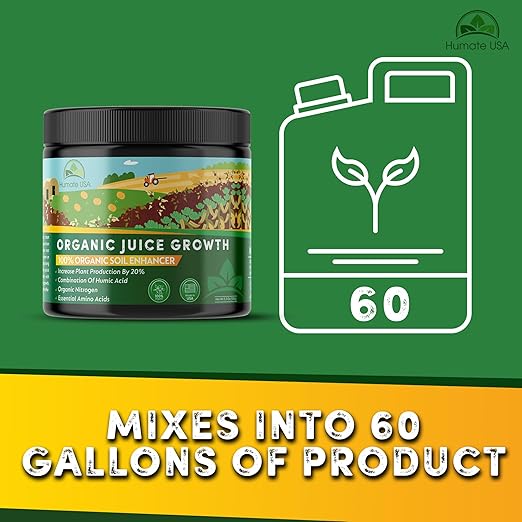 High Nitrogen Humic Acid Organic Garden Fertilizer, Soil Activator for Plants – Fertilizer, Conditioner, & Soil Amendments - Water Soluble Humic Acid for Plants by Humate USA Organic Juice Growth 150g