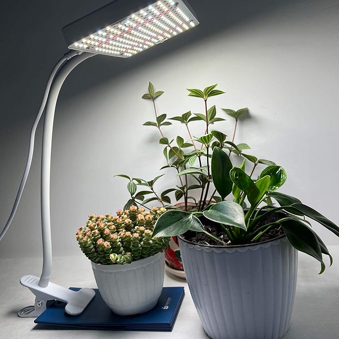 JINHONGTO Clip Grow Light LED Full Spectrum UV IR, 25 Watt Veg Seed Starting Seedlings Bonsai Houseplant Plant Light, 2000 Lumen Brightest Grow Lights for Indoor Plants