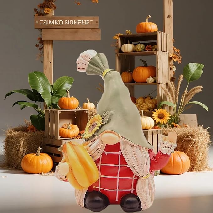 Fall Gnomes Decorations for Home Harvest Gnome Figurines Resin Garden Figurine Kitchen Decor Birthday Thanksgiving Gifts for Table Indoor Lawn Outdoor Porch