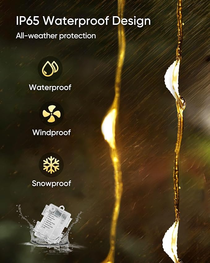 Homemory 4 Pack 20 Ft 60 LED Fairy Lights Battery Operated Christmas Lights with Remote Waterproof 8 Modes Firefly Twinkle String Lights for Party Bedroom Wedding Christmas Decorations