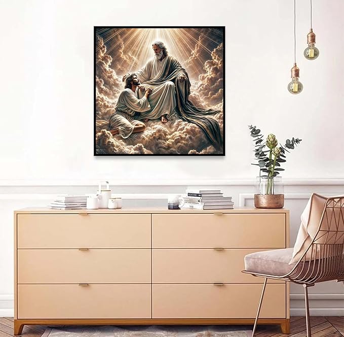 Axquilon Jesus Diamond Art Kits for Adults, 5D Religious Diamond Painting Kits for Adults, DIY Full Round Drill Christian Gem Art for Wall Home Decor Craft 14X14 Inch