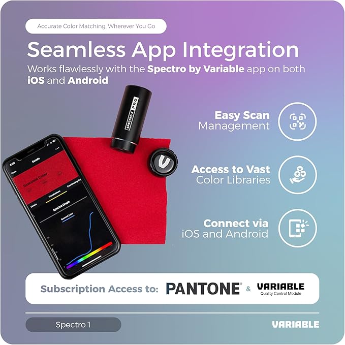 Spectro 1 Mobile Spectrophotometer Paint Color Matching Device, Professional Color Reader & Paint Scanner, Portable Colorimeter Spectrometer & Color Sensor with App Connectivity for Paint Matching
