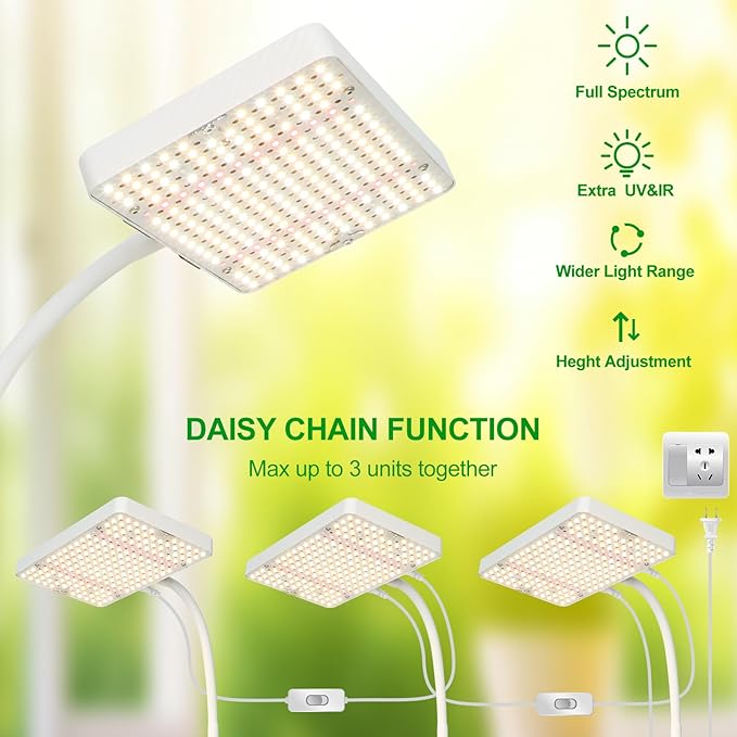 JINHONGTO 2Pack Desk Grow Light LED Full Spectrum UV IR, Veg Seed Starting Seedlings Bonsai Houseplant Plant Light, Table Top Grow Lights for Indoor Plants, 16"-24" Height Adjustable