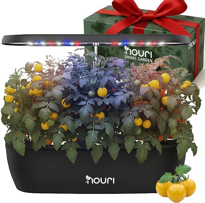 Nouri 12 pod Smart Garden for Home Cooks | w/Heirloom Basil | Hydroponics Growing System | LED Grow Lights | Indoor Herb Garden Kit | Herb Growing Kit Indoors for Plant Lovers, Gardeners, Kitchen