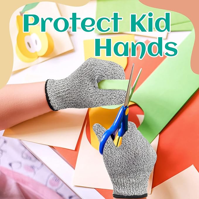 Evridwear Cut Resistant Gloves for Kids 7-9 Years, Level 5 Protection Cutting Gloves Food Grade for Cooking, Whittling, Wood Carving, Gardening and DIY