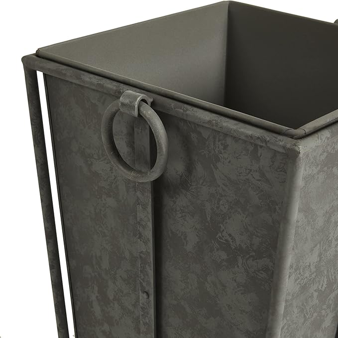 MY SWANKY HOME Large Minimalist Classic Metal Box Planters Liners Square Industrial Rivets Gray