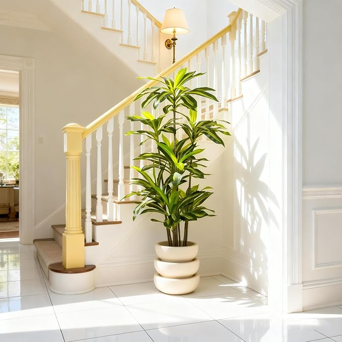 Artificial Dracaena Tree 6FT - Fake Tree with Black Planter - Faux Yucca Tall Fake Floor Plant in Pot - Artificial Plant for Home Office Living Room Decor Indoor