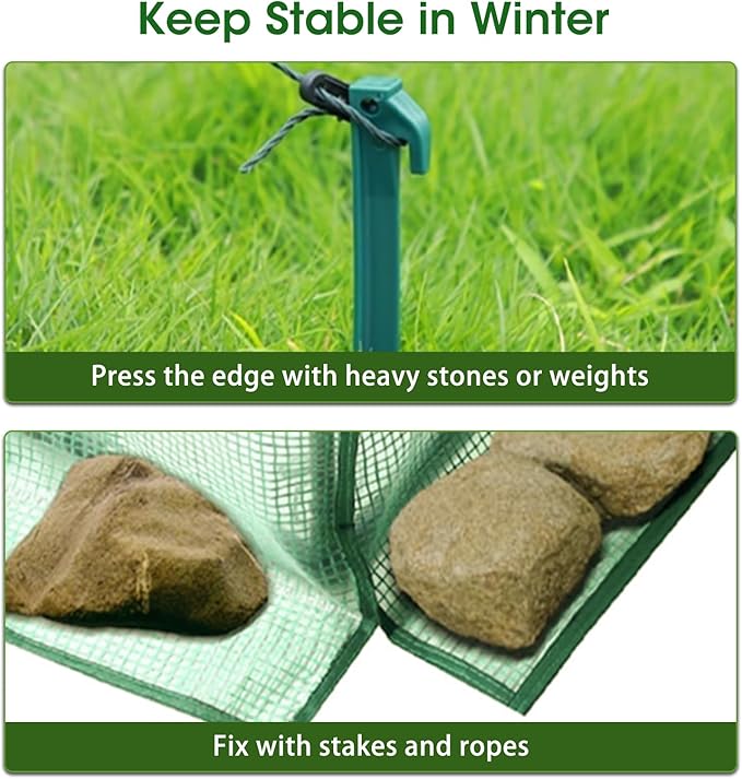 56x56x76 Greenhouse, Portable Green House for Outside Patio, Greenhouses Kit for Outdoor with Shelves, Thicken PE Cover, Ground Nail and Fixed Ropes (Green Cover, 4.6x4.6x6.3 FT)