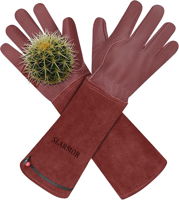 SLARMOR Long Gardening-Gloves Women/Men-Thorn proof Rose Pruning Heavy Duty Gauntlet, Best Garden Gifts for Gardener-M