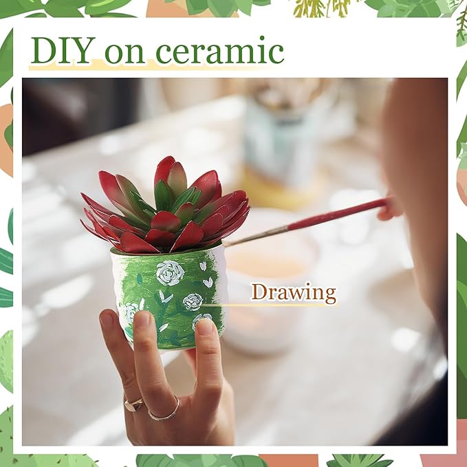 Remerry 12 Pcs 3.5 Inch DIY Ceramic Succulent Pots for Painting Figurines Paint Craft Kit Unpainted Ceramic Bisque Paintable Flowerpots with Drainage Hole Ready to Paint