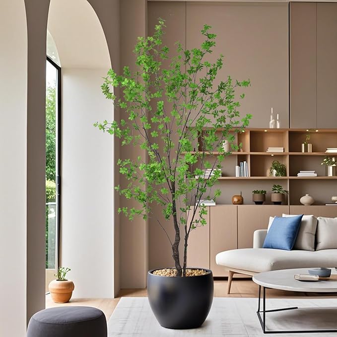 Artificial Enkianthus Tree 7FT(84in) Tall Faux Tree with Large Trunks and Realistic Leaves, Fake Enkianthus Trees Floor Potted Plants for Home Office Living Room Indoor Outdoor Decor (7feet,1Pack)
