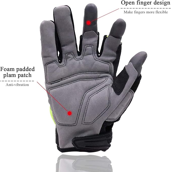 HANDLANDY Framer Work Gloves Open-Finger Carpenters Gloves, Fingerless Gaming Gloves for Tactical Shooting, Airsoft, Hunting, Police Work and Hiking XL