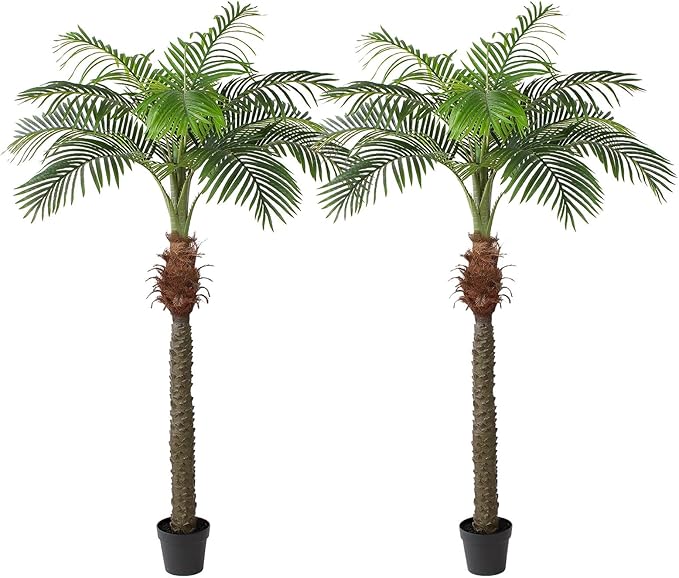 YEPDIN 2 PCS Fake Palm Tree 7 FT,Tall Artificial Palm Trees for Outdoor Indoor Decor,Faux Phoenix Palm Plants for Outside Patio Pool Coastal Home Office Living Room