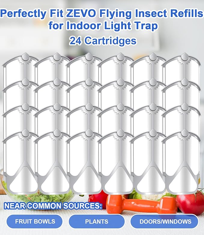 24 Pack Refill Cartridge Kit Compatible with Plug-in Light M364 and Max, Flying Insect Refills Replacement 100% Fit Insects Replacement Kit for Indoor Light Trap