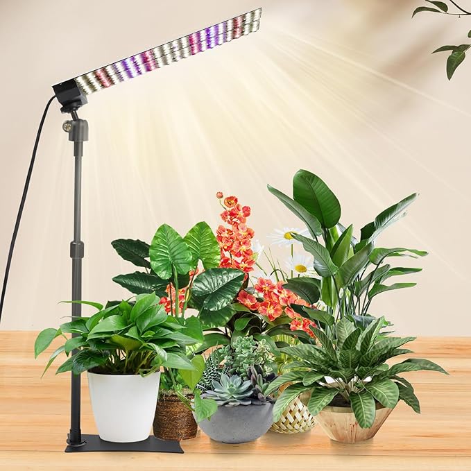 JCBritw 100W LED Grow Light Standing for Indoor Plants, Adjustable Plant Grow Lamp on Stand Full Spectrum, 90 Degree Lens Desk Plant Light for Seed Starting, Seedlings, Veg, Fruits and Flower