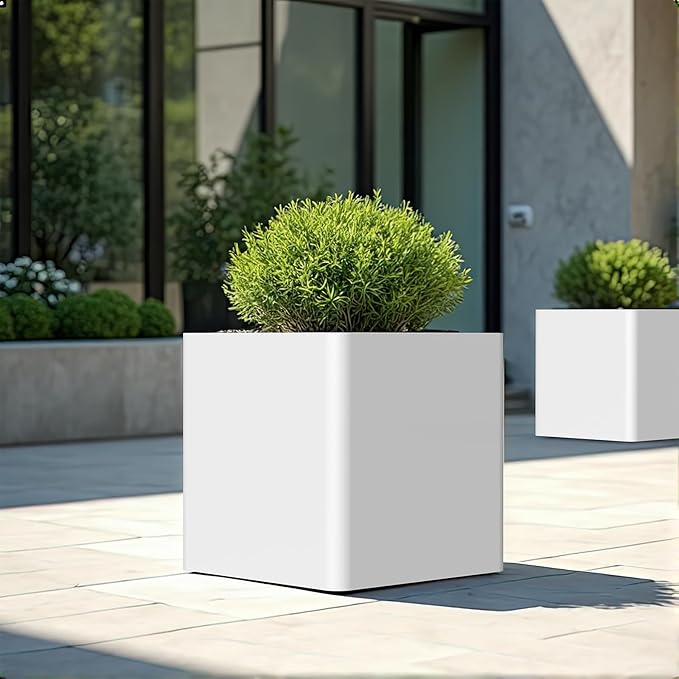 BHCORTEN Large Metal Outdoor Planter Box 24" W x 24" D x 24" H, Cube Planters for Outdoor Plants, Large Square Flower Pot for Patio, Deck, Garden, Yard