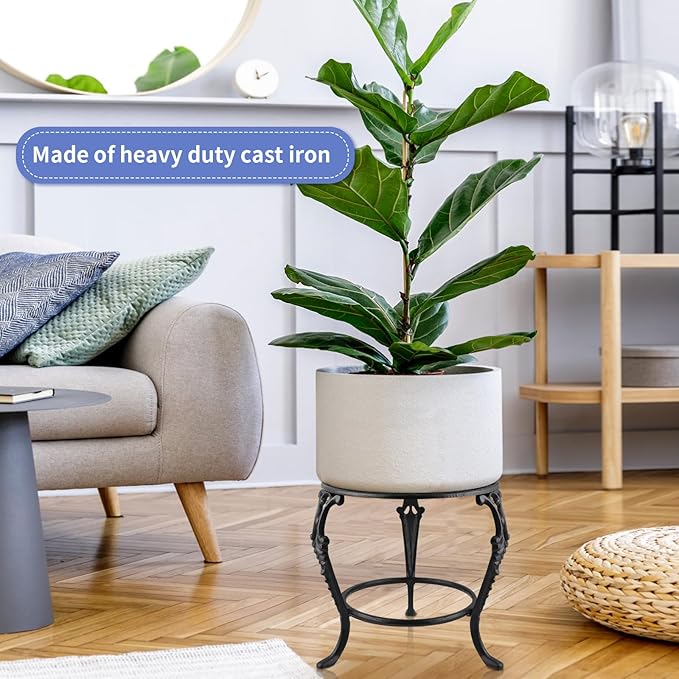 MOLIGOU Cast Iron Plant Stand, Heavy Duty Flower Pot Stand, Potted Plant Holder for Living Room, Bedroom, Entryway