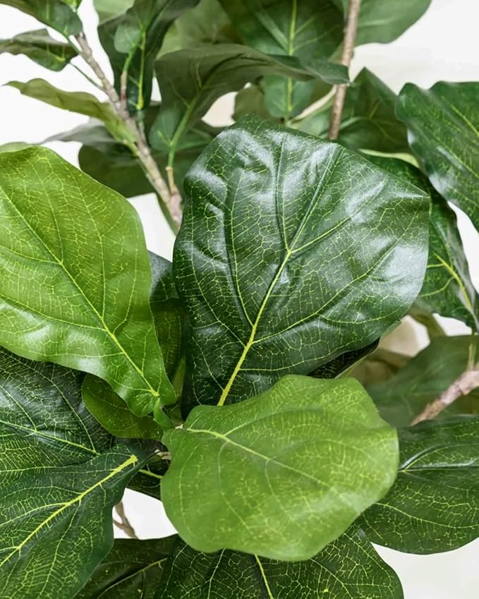 Artificial Fiddle Leaf Fig Tree 6FT - Large Fake Tree with White Planter&Basket, Tall Faux Ficus Lyrata Tree Floor Plants for Indoor Home Decor Office Living Room Housewarming Gift, 1Pack