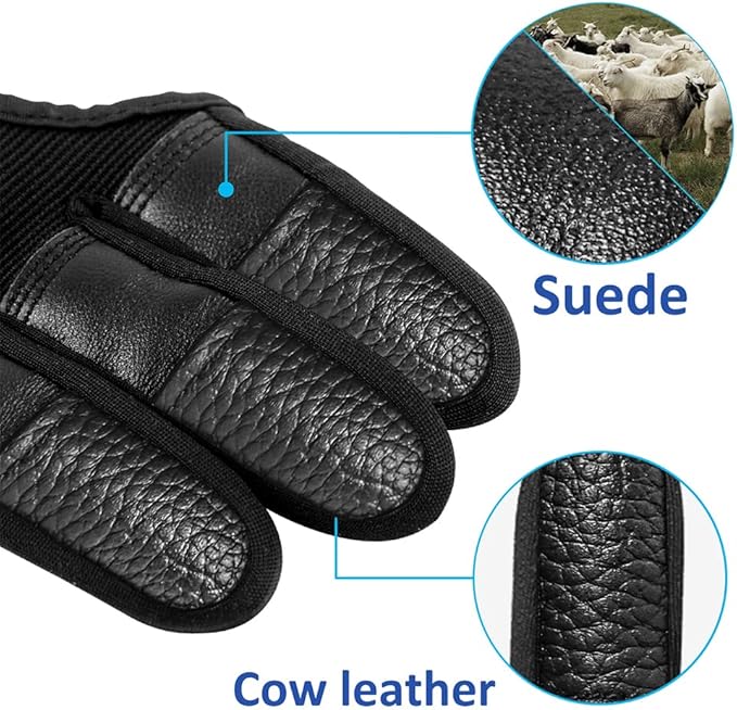 Seektop Archery Gloves Shooting Hunting Leather Three Finger Protector for Youth Adult Beginner