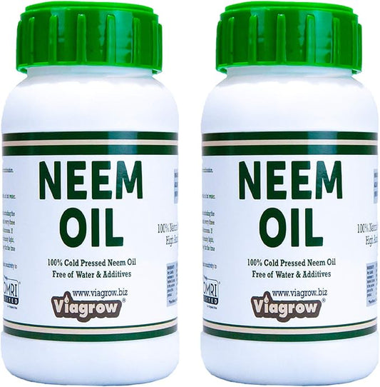 Viagrow 100% Cold Pressed Neem Seed Oil for Plants (16oz/Makes 24 Gallons), OMRI Listed (8oz Bottles, 2-Pack)