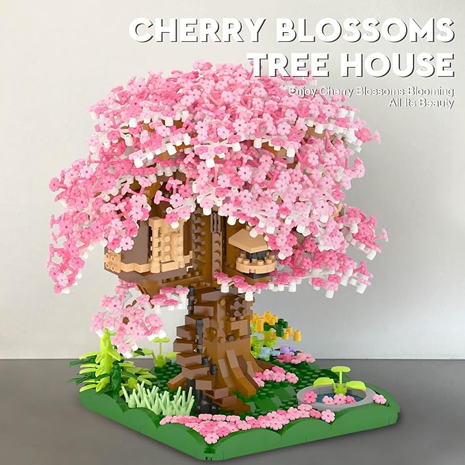 Vziimo Cherry Blossom Bonsai Tree Building Set, Japanese Sakura Tree House Model Sets for Adults, 2028Pcs Mini Micro Bricks Collectible Creative Gift for Teens Girls 14+