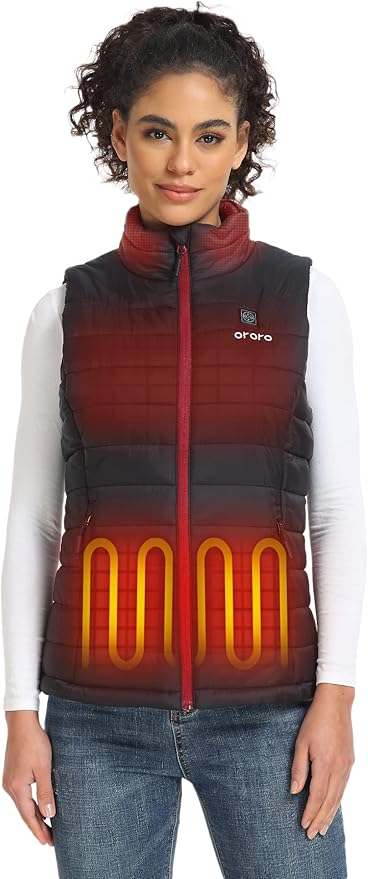 ORORO Women's Lightweight Heated Vest with USB-C Rechargeable Battery, Puffer Classic Heating Vest
