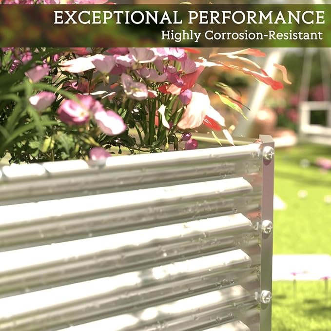 2 Pack Tall 4x2FT Corrugated Galvanized Steel Raised Garden Bed Outdoor, Metal Above Ground Garden Bed for Vegetables and Flowers, Rectangle Raised Beds for Gardening
