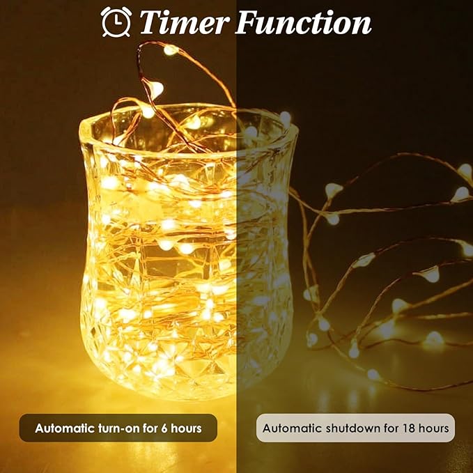 4 Pack Cuttable Fairy Lights Battery Operated, Waterproof 20FT 60LED Twinkle Lights with Timer Indoor Outdoor, Fairy Battery String Light for Bedroom, Classroom, Wedding, Christmas Décor(Warm White)