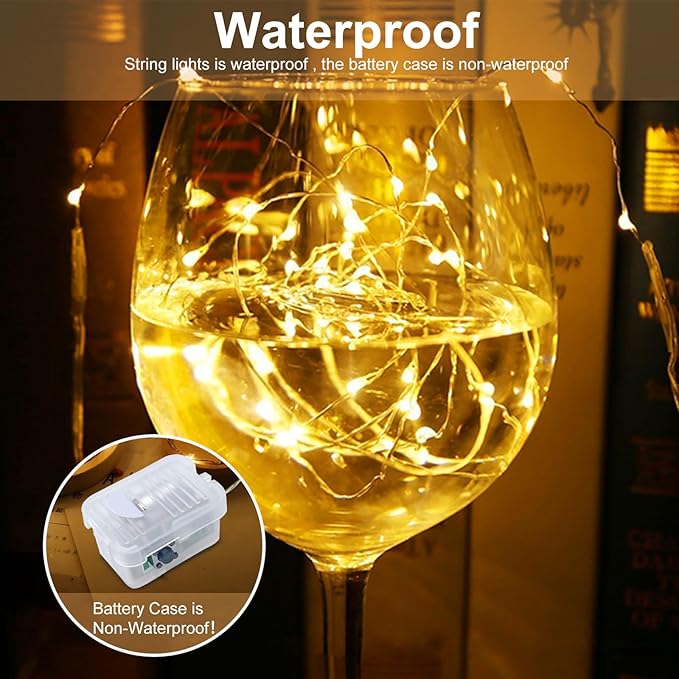 AIKEI 48 Pack LED Fairy Lights Battery Operated, String Lights Waterproof 7 Feet 20 Led Firefly Starry Lamps for Wedding Party Bedroom Garden Christmas Decoration (Warm White, 48 Pack)