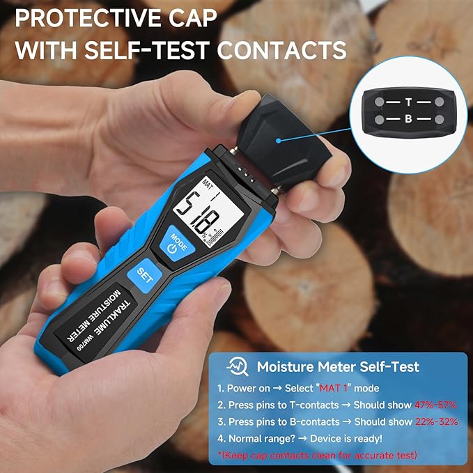 Wood Moisture Meter for Lumber Pin-type Moisture Meter for Drywall with LCD Display Moisture Detector for Walls Moisture Sensor for House Firewood Moisture Reader for Wood Wall Water Leak Detector