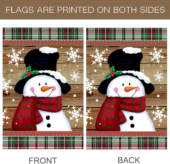 Morigins Smile Snowman with Red Scarf Outdoor Yard Flag Decorative Snowflake Winter House Flag 28x40 Inch