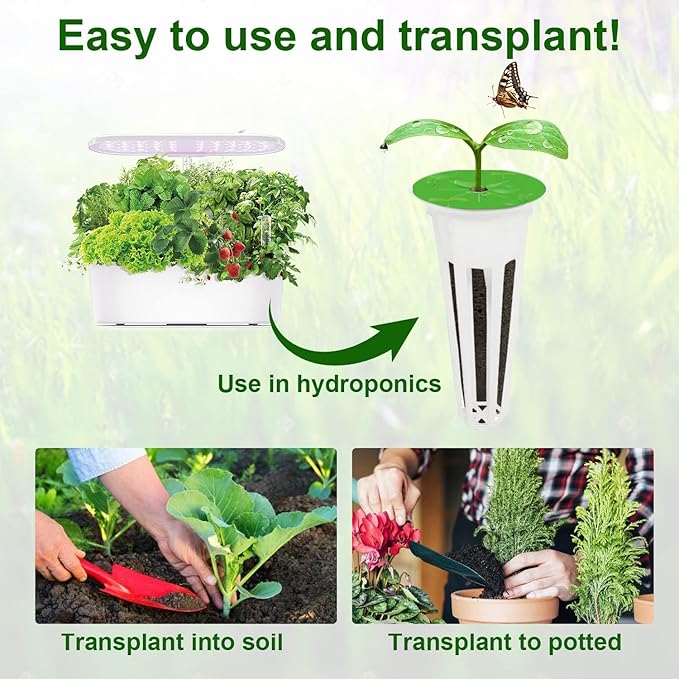Hydroponic Supplies Accessories for Aerogarden Pods, Seed Pods Kit with 12pcs Grow Sponges, 12Grow Baskets, 24pcs Labels, Seed Starter Pods for Hydroponic Growing System