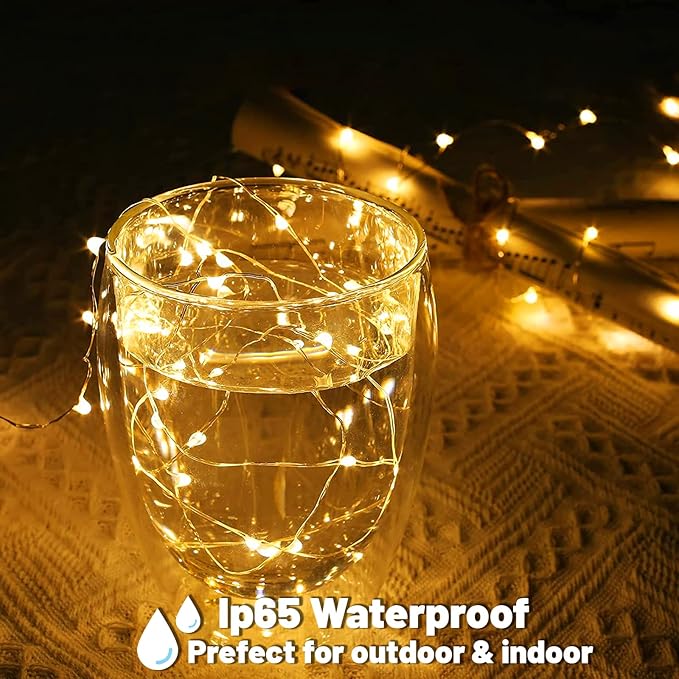 24 Pack Fairy Lights Battery Operated String Lights 7 Feet 20 Led Waterproof Christmas Lights Silver Wire Firefly Starry Moon Lights for Bedroom DIY Party Wedding Patio Christmas