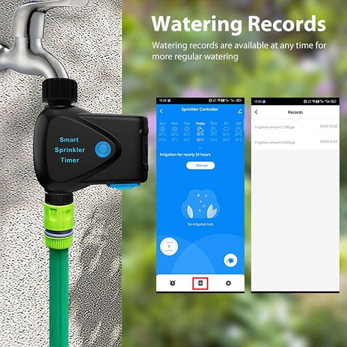RISOON WiFi Water Timer with Flow Meter - No Hub Required, Flow-Sensing Smart Sprinkler Timer Compatible with Alexa & Google Home, Wireless Remote Garden Irrigation, Real-Time Water Usage Monitor