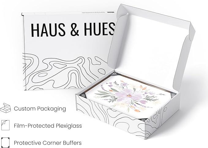 HAUS AND HUES Botanical Prints - Set of 4 Floral Wall Decor, Botanical Flower Pictures (Walnut Frame, 11x14)