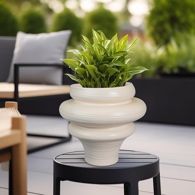 Teagas Ceramic Bonsai Planters 11 Inch - Pots for Plants Indoor Outdoor, Plant Pot with Drainage Hole, Decorative Flower Pot for Home Garden Patio Office, Gift for Men Women, White