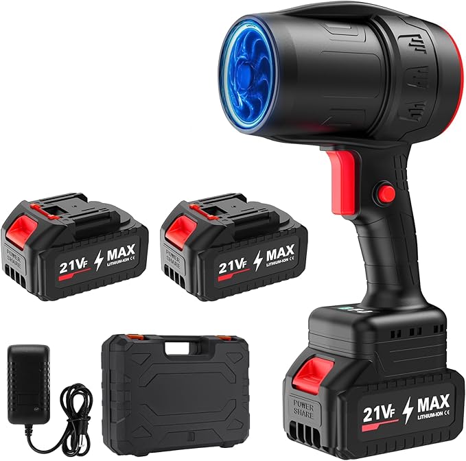 Small Handheld Cordless Leaf Blower with 2×4.0Ah Batteries & Charger – Portable Electric Rechargeable Blower, 500,000 RPM Turbo Jet High Power, Lightweight for Yard, Patio & Garage Cleaning