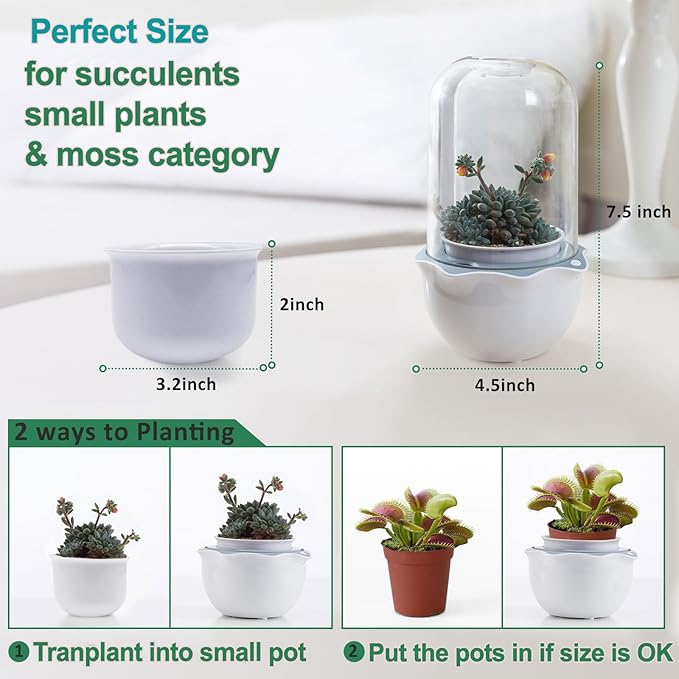 Smart Venus Fly Trap Terrarium Pot with Timer&Fan,Plant Terrarium Kit with Grow Light for Carnivorous,Butterwort, Venus Flytrap,Birthday Plant Gardening Gifts for Women Garden Lover-Planter No Plant